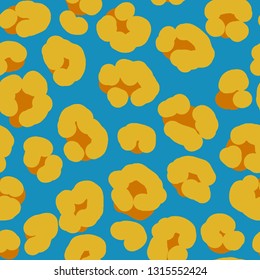 Seamless leopard fur blue and orange pattern. Animal print.