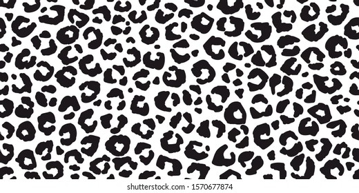 
Seamless leopard fur pattern. Fashionable wild leopard print background. Modern panther animal fabric textile print design. Stylish vector black and white illustration