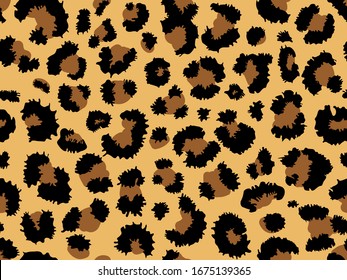 Seamless leopard fur pattern. Fashionable wild leopard print background. Modern panther animal fabric textile print design. Stylish vector color illustration