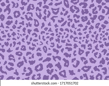 Seamless leopard fur pattern. Fashionable wild leopard print background. Modern panther animal fabric textile print design. Stylish vector lilac illustration