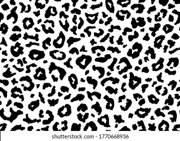 Seamless leopard fur pattern. Fashionable wild leopard print background. Modern panther animal fabric textile print design. Stylish vector black and white illustration