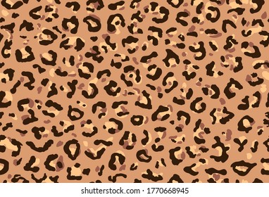 Seamless leopard fur pattern. Fashionable wild color leopard print background. Modern panther animal fabric textile print design. Stylish vector color illustration