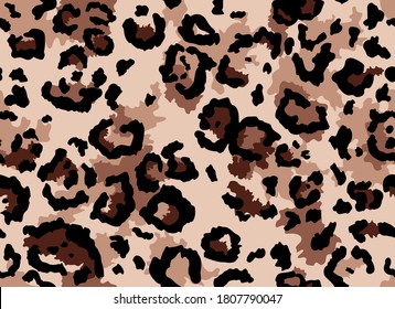 Seamless leopard fur pattern. Fashionable wild leopard print background. Modern panther animal fabric textile print design. Stylish vector color illustration