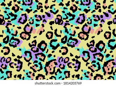 Patrón de piel de leopardo sin foco. Fondo de diseño de la huella de leopardo salvaje. Diseño moderno de impresión textil de tela de pantera. Ilustración de color vectorial con estilo