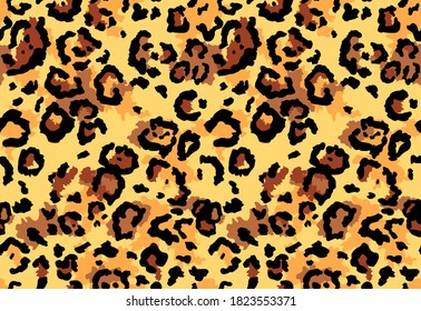 Seamless leopard fur pattern. Fashionable wild leopard print background. Modern panther animal fabric textile print design. Stylish vector color illustration