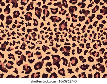 Seamless leopard fur pattern. Fashionable wild leopard print background. Modern panther animal fabric textile print design. Stylish vector color illustration