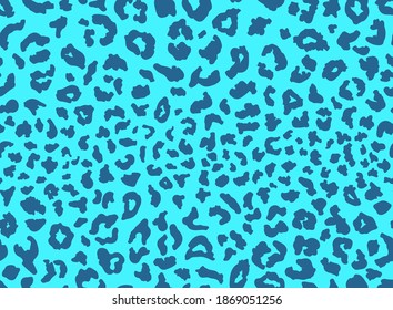 Seamless leopard fur pattern. Fashionable wild color leopard print background. Modern panther animal fabric textile print design. Stylish vector blue color illustration