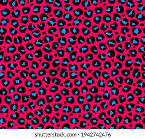 Seamless leopard fur pattern. Fashionable wild leopard print background. Modern panther animal fabric textile print design. Stylish vector black grey and citron color illustration
