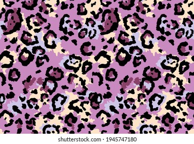 Seamless leopard fur pattern. Fashionable wild leopard print background. Modern panther animal fabric textile print design. Stylish vector color illustration