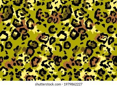 Patrón de piel de leopardo sin foco. Fondo de diseño de la huella de leopardo salvaje. Diseño moderno de impresión textil de tela de pantera. Ilustración de color vectorial con estilo