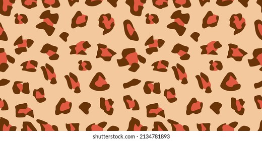 Seamless leopard fur pattern. Fashionable wild leopard print background. Stylish vector orange and brown illustration