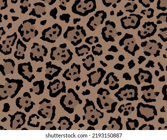 Seamless leopard fur pattern. Fashionable wild leopard print background. Modern panther animal fabric textile print design. Stylish vector color illustration