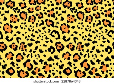 Seamless leopard fur pattern. Fashionable wild leopard print background. Modern panther animal fabric textile print design. Stylish vector color illustration.