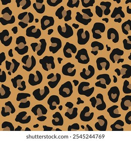 Padrão de pele de leopardo sem costura. Plano de fundo de impressão de leopardo selvagem elegante. Design moderno de impressão têxtil de tecido animal pantera. Ilustração com estilo de cores vetoriais.