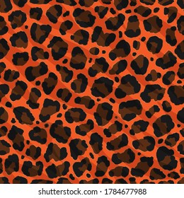 Seamless leopard, ocelot or wild cat fur pattern print. Animal skin stylized vector background.