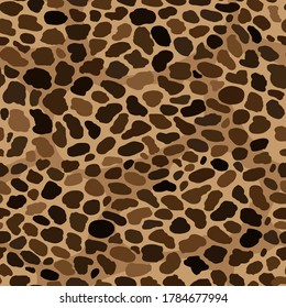 Seamless leopard, ocelot or wild cat fur pattern print. Animal skin stylized vector background.