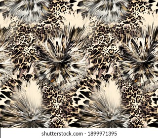 Seamless leopard pattern, animal print.