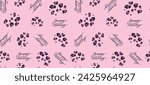 Seamless leopard pattern with birthday greeting text. Pink leopard