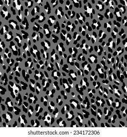 Seamless leopard pattern. Black, grey and white animal print. Leopard skin background.