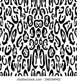 Seamless leopard pattern. Black and white leopard background. Vertical line fur.