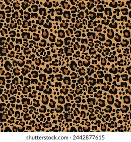 
Seamless leopard pattern, cat spots on yellow background, vector texture, leopard fashion design