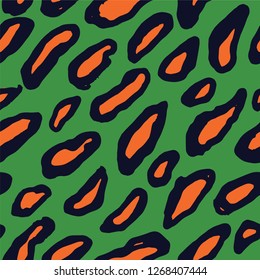 Seamless Leopard Pattern. Colorful Animal Skin Print. Spotted animal illustration. Vector Jungle Design.