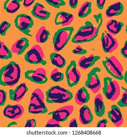 Seamless Leopard Pattern. Colorful Animal Skin Print. Spotted animal illustration. Vector Jungle Design.