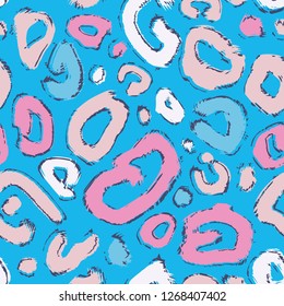 Seamless Leopard Pattern. Colourful Animal Skin Print. Spotted animal illustration. Vector Jungle Design.