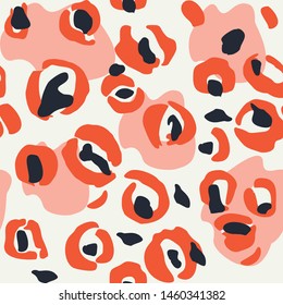 Seamless Leopard pattern design, vector illustration background. Colors animal design. Brown, orange, yellow, red, black,