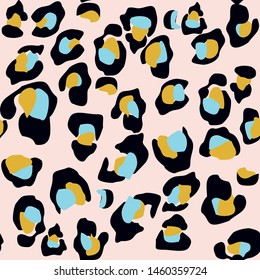 Seamless Leopard pattern design, vector illustration background. Colors animal design. Brown, orange, yellow, red, black.