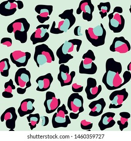 Seamless Leopard pattern design, vector illustration background. Colors animal design. Brown, orange, yellow, red, black.