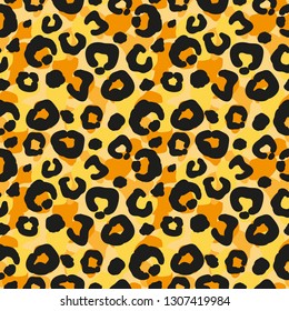 Seamless leopard pattern, endless background. animal print. vector illustration