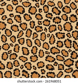 Seamless leopard pattern fur texture. Animal background. Vector illustration.