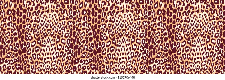 Seamless leopard pattern. Horizontal orientation. Vector illustration