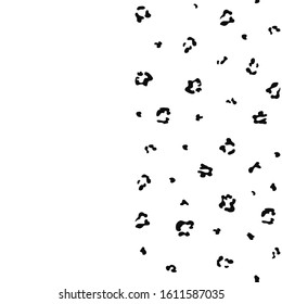 Seamless leopard pattern print for vector design background, texture. Repeat cheetah animal skin in white black colors. Vector Illustration 