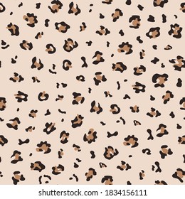 Seamless leopard pattern print for vector design background, texture. Repeat cheetah animal skin. Vector Illustration 