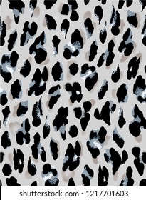 Seamless leopard pattern. Leopard spotted fur texture. Vector illustration.