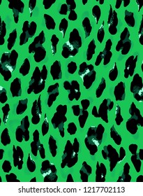 Seamless leopard pattern. Leopard spotted fur texture. Vector illustration.