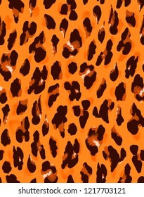 Seamless leopard pattern. Leopard spotted fur texture. Vector illustration.