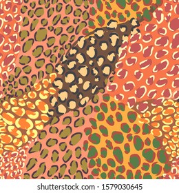 seamless leopard pattern vector, decorative safari backdrop, bright colorful spotted print