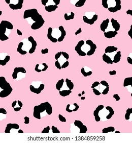 Seamless leopard pattern.  Vector illustration, with imitation of animal color, for printing on postcards, clothes, posters, banners, labels, stickers, fabric, packaging paper. Cute baby background 