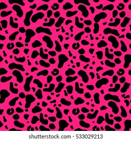 Seamless leopard pattern. Vector illustration. The bright print clothing. 80s style