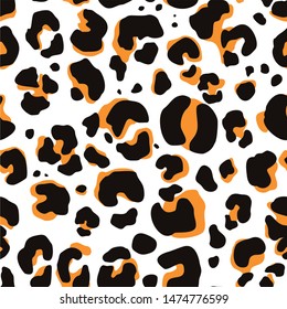
Seamless leopard pattern.Texture dark and yellow spots on white background.Abstract background.Fabric design.Print on paper on textiles.Vector