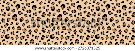 Seamless leopard print pattern with brown spots on beige background. Vector animal skin texture perfect for fabric design, fashion textiles, and safari-themed decoration projects. Foto d'archivio © 