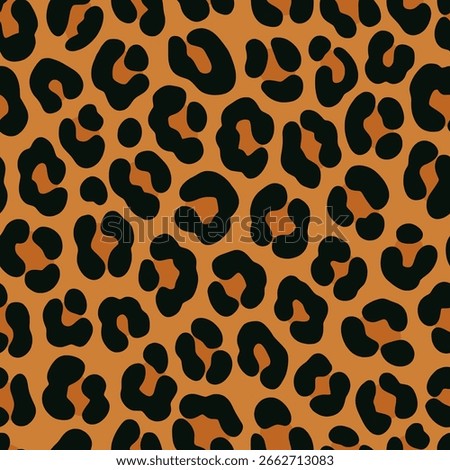 Seamless leopard print pattern. Classic and trendy animal skin texture with distinctive rosettes on warm brown background, perfect for fashion and decor. Vector animalistic print, animal skin.
