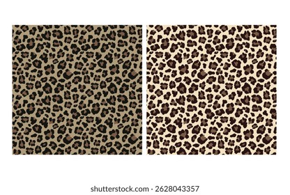 A seamless leopard print pattern featuring a repeating pattern of brown and black spots on a light tan background.