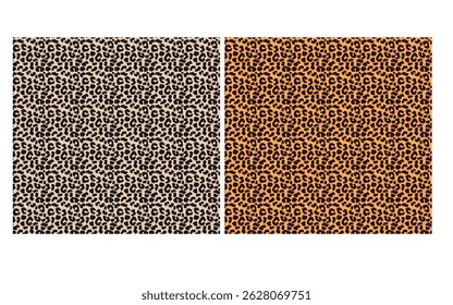 Seamless leopard print pattern featuring bold animal skin spots in warm orange and brown tones. Ideal for fabric, fashion design, wallpaper, backgrounds, and textile projects. High-resolution vector,
