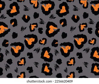 
Seamless leopard print vector trendy pattern of hearts, modern fabric texture. animal background