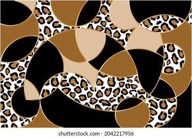 Seamless Leopard skin with Abstract Pattern on Black.Vector Illustration.
