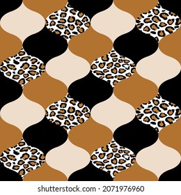 Seamless leopard skin with abstract pattern. Vector Illustration.